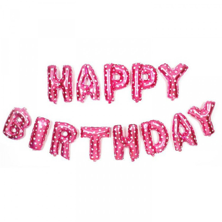Articole petrecere - Set baloane folie Flippy, Happy Birthday, 40 cm, roz