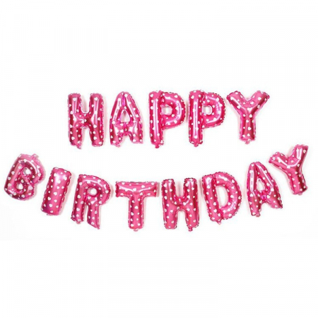 Articole petrecere - Set baloane folie Flippy, Happy Birthday, 40 cm, roz