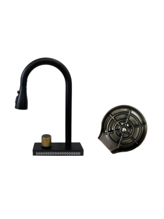 Pentru Casa si Camping - Set baterie SanDonna Aster + spalator de pahare - Negru