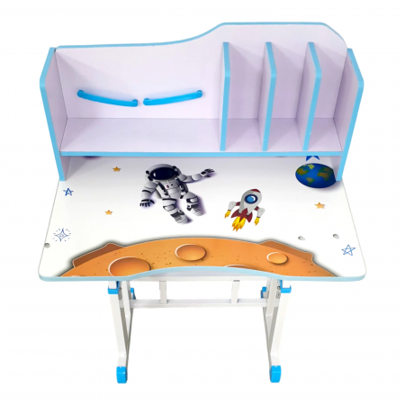 Set birou cu scaunel, alb, metal si MDF, 69 x 45 cm, reglabil pe inălțime, 3 ani + [4]