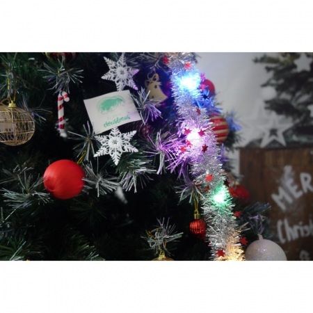 Set brad artificial de Craciun si elemente decorative, nins, decorat cu conuri pin, pentru interior/exterior, inaltime 210 cm, diametru 147 cm, 1150 ramuri, Flippy, verde, suport metalic inclus [4]