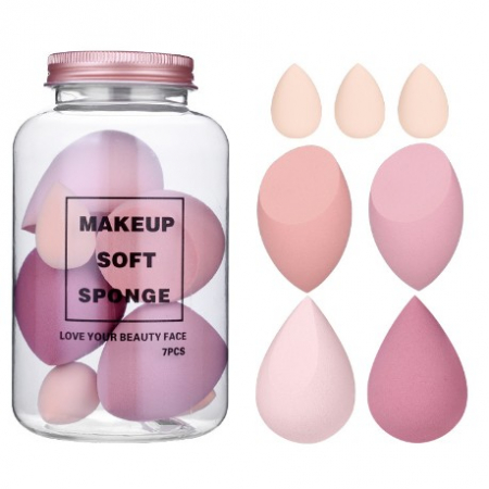 Ingrijire personala si Cosmetice - Set Buretei Machiaj, Flippy, Premium, 7 bucati, roz