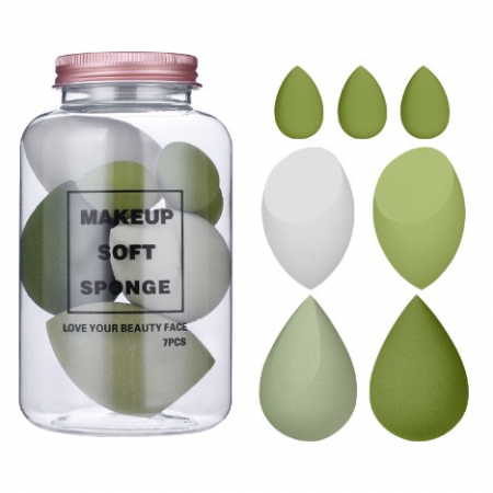 Accesorii Machiaj - Set Buretei Machiaj, Flippy, Premium, 7 bucati, verde