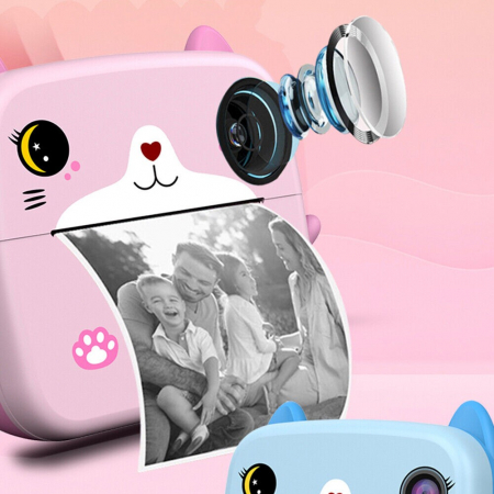 Set Camera Instantanee pentru Copii, Flippy, Ecran HD 2.4'', 24MP, 720P Video, 1200 mAh, cu Functie de Printare Alb-Negru, cablu USB-C, Bluetooth, Compatibil iOS/Android, Imprimare APP, Mode [9]