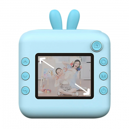 Set Camera Instantanee pentru Copii, Flippy, Ecran HD 2.4'', 24MP, 720P Video, 1200 mAh, cu Functie de Printare Alb-Negru, cablu USB-C, Bluetooth, Compatibil iOS/Android, Imprimare APP, Mode [7]