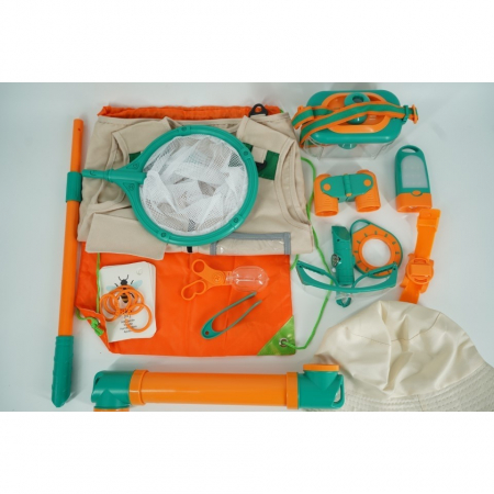 Set camping micutul explorator pentru exterior, 3 accesorii vestimentare, 9 ustensile de joaca, 8 carti educative cu insecte, +3 ani, multicolor [2]