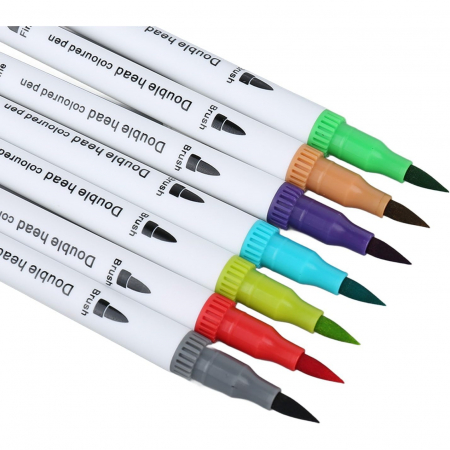 Set Carioci pe Baza de Apa, Flippy, 2 in 1, pentru Pictura, Caligrafie, 100 Culori, Penar Negru, Corp Carioca Alb, 23.5 x 19.5 x 7.5 cm, Multicolor [1]