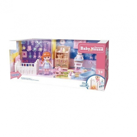 Jucarii si Jocuri - Set casa de papusi mama si copilul, Flippy, cu lumini si sunet