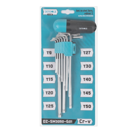 Set chei imbus Detoolz, 10 bucati, maner T, dimensiuni 1.5mm/2mm/2.5mm/ 3mm/4mm/5mm/6mm/8mm/9mm/10mm, material Cr-V [3]