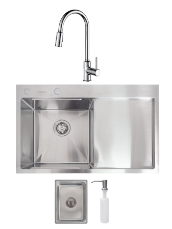 Pentru Casa si Camping - SET Chiuveta SanDonna HD7850 crom + Baterie SanDonna Cami crom - Inox