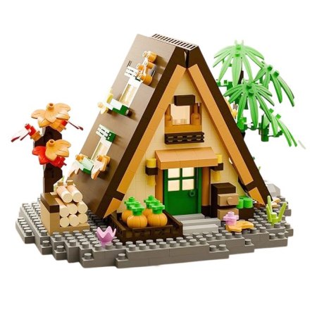 Sub 99 Lei - Set constructie, Flippy, Forest Log Cabin, din ABS, Model Casuta din Gradina cu Legume, 721 piese, 12.6x9.4x8 cm, Multicolor