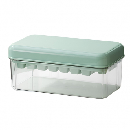 Pentru Casa si Camping - Set Cutie pentru Gheata, Flippy, Uz Casnic, 1 Tavita pentru Cuburi, Capac Etans, Lopata, 23.5x13.3x10 cm, Verde