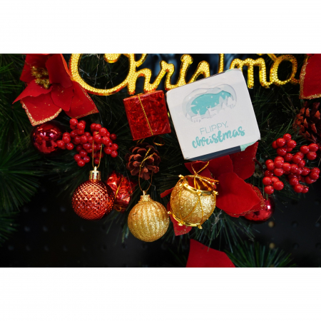 Set de 12 ornamente de brad, Flippy, de tip Glob, Rosu/ Auriu, din polistiren, cu finisaj sclipitor , cutie  4  cm adancime x 20  cm inaltime x 12  cm lungime) [3]