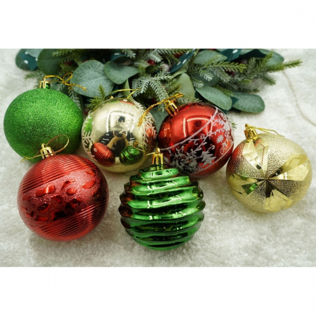 Set de 24 ornamente de brad, Flippy, de tip Glob, Multicolor, cu ø de 8 cm, din plastic, cu finisaj sclipitor , cutie  19  cm lungime x 42  cm inaltime x 19  cm adancime [6]
