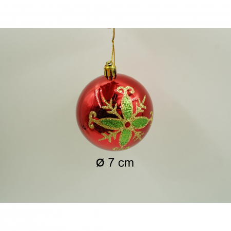 Set de 24 ornamente de brad, Flippy, de tip Glob, Rosu/ Auriu, cu ø de 7 cm, din plastic, cu finisaj sclipitor , cutie  16  cm lungime x 36  cm inaltime x 16  cm adancime [5]