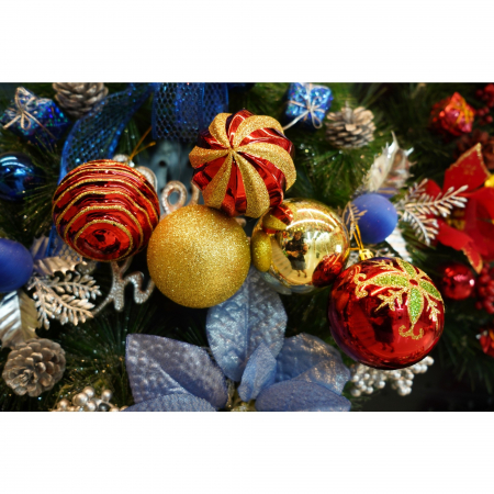 Set de 24 ornamente de brad, Flippy, de tip Glob, Rosu/ Auriu, cu ø de 7 cm, din plastic, cu finisaj sclipitor , cutie  16  cm lungime x 36  cm inaltime x 16  cm adancime [4]