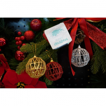 Set de 6 ornamente de brad, Flippy, de tip Glob, Multicolor, cu ø de 6 cm, din metal, cu finisaj sclipitor , cutie  6  cm adancime x 34  cm lungime x 6  cm inaltime [12]