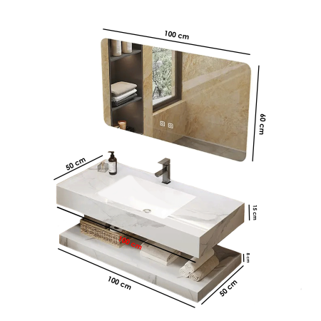 Pentru Casa si Camping - Set de baie LUMI alb - 100x50x15