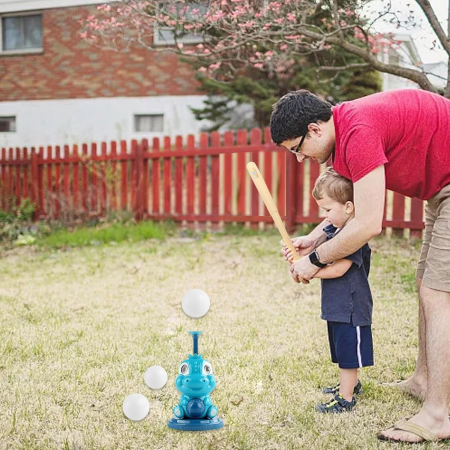 Set de Baseball 5 Piese pentru Copii, Flippy, Jucarie Dinosaur Press, 14x23 cm, Verde/Albastru [6]