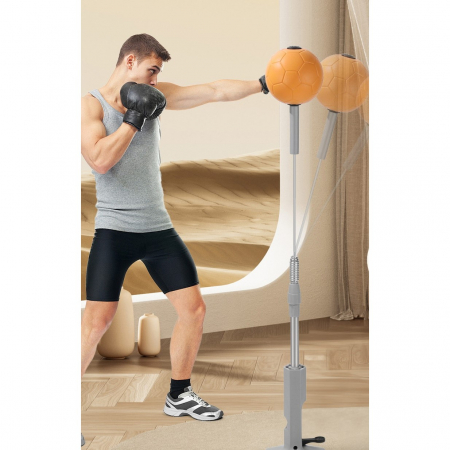 Set de Box cu Minge, Flippy, cu Ventuza de Prindere, Extensibil, Inaltime Reglabila 130-152 cm, pentru Copii si Adulti, Minge de 11 cm, Portocaliu [6]