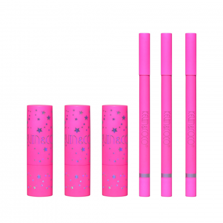 Set de Buze, KEVIN &amp; COCO, Stay Wild, 3 Lip Stick-uri si 3 Creioane de Buze, 16.1 x 16 x 2.6 cm, Nuante Calde [4]