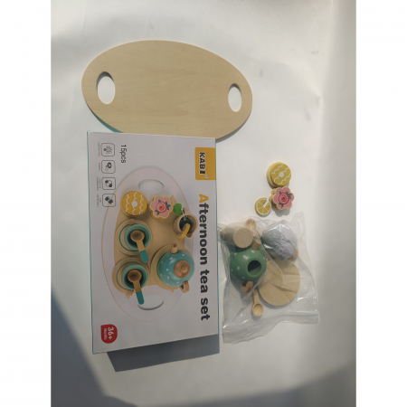 Set de Ceai Flippy, din Lemn, 15 Piese, Vopsea Ecologica, +36 Luni, Multicolor Pastel [7]