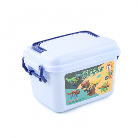 Set de Constructie/Asamblare, Flippy, 4 Dinozauri, cu Bormasina Electrica, Baterii 2 x AA, Surubelnita si Cutie Depozitare, 22.5 x 14.5 x 15 cm, Multicolor [12]