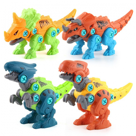 Lichidare Set de Constructie/Asamblare, Flippy, 4 Dinozauri, cu Bormasina Electrica, Baterii 2 x AA, Surubelnita si Cutie Depozitare, 22.5 x 14.5 x 15 cm, Multicolor [15]