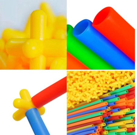 Set de constructie din paie colorate, 700 de piese [3]