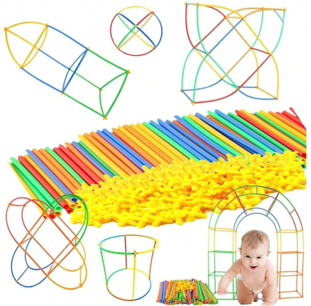 Set de constructie din paie colorate, 700 de piese [2]