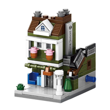 Jucării, copii și bebe - Set de Constructie, Flippy, Jucarie Educativa STEM, 113 Piese, Model 3D, +6 Ani, Colectia Strada Comerciala Europeana, 6.4 x 5.6 x 7.5 cm, Verde/Maro