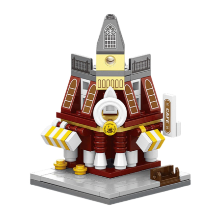 Jucării, copii și bebe - Set de Constructie, Flippy, Jucarie Educativa STEM, 120 Piese, Model 3D, +6 Ani, Colectia Strada Comerciala Europeana, 7.2 x 6.3 x 9.7 cm, Bordo/Gri