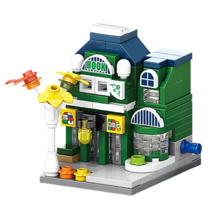 Jucării, copii și bebe - Set de Constructie, Flippy, Jucarie Educativa STEM, 132 Piese, Model 3D, +6 Ani, Colectia Strada Comerciala Europeana, 7.7 x 7.3 x 6.7 cm, Verde/Albastru