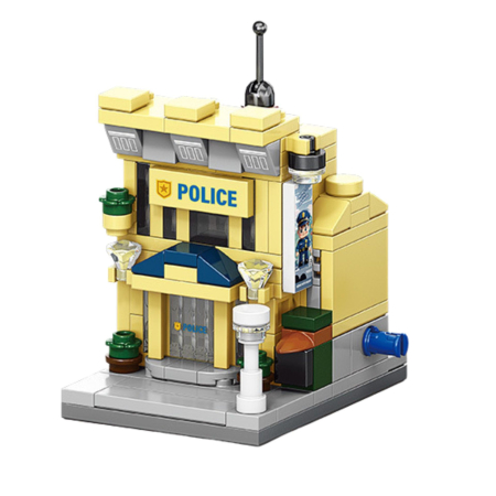 Jucării, copii și bebe - Set de Constructie, Flippy, Jucarie Educativa STEM, 141 Piese, Model 3D, +6 Ani, Colectia Strada Comerciala Europeana, 6.4 x 5.6 x 8.2 cm, Galben/Gri