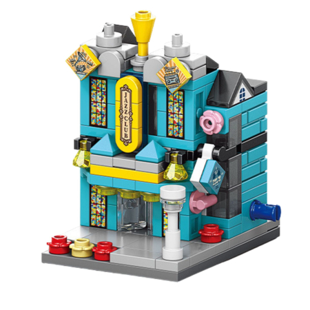 Jucării, copii și bebe - Set de Constructie, Flippy, Jucarie Educativa STEM, 145 Piese, Model 3D, +6 Ani, Colectia Strada Comerciala Europeana, 6.4 x 5.6 x 7.6 cm, Albastru/Galben