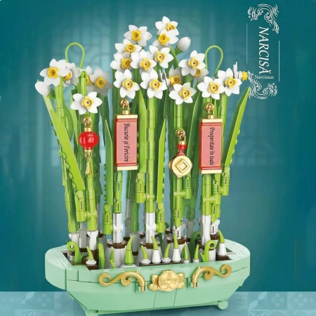 Set de Constructie, Flippy, Narcise Decorative cu Suport, 778 piese, 6+ ani, Planta Artificiala, Decor Floral de Birou, Idee de Cadou pentru Femei, Cadou pentru Iubita si Pasionatii de Jocuri de Const [3]