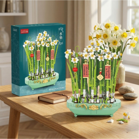 Set de Constructie, Flippy, Narcise Decorative cu Suport, 778 piese, 6+ ani, Planta Artificiala, Decor Floral de Birou, Idee de Cadou pentru Femei, Cadou pentru Iubita si Pasionatii de Jocuri de Const [2]