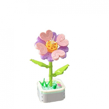 Jucarii, Copii & Bebe - Set de Constructie Floare in Ghiveci, Flippy, 4 Ani, Ornament Creativ, 17x6.2 cm, Multicolor
