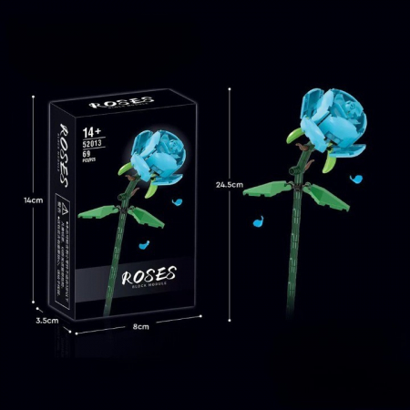 Set de Constructie Trandafir, Flippy, 25x8x4cm, Floare Ornamentala, 14 Ani, 69 de Piese, Albastru [1]