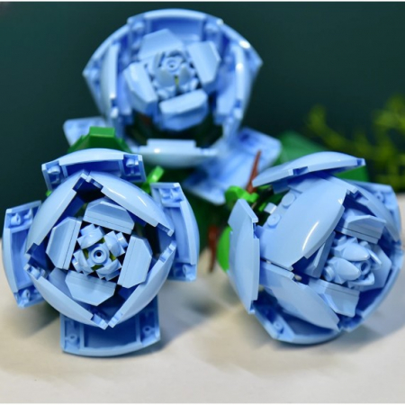 Lichidare Set de Constructie Trandafiri, Flippy, 20.5x19.5cm, Buchet de Trandafiri Albastri in Cutie Alba [1]