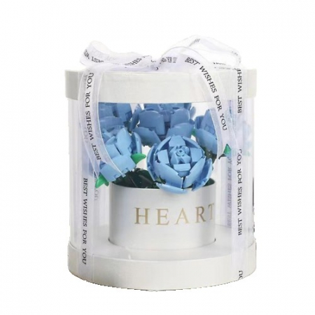 Jucarii, Copii & Bebe - Lichidare Set de Constructie Trandafiri, Flippy, 20.5x19.5cm, Buchet de Trandafiri Albastri in Cutie Alba