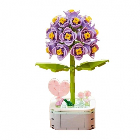 Set de Constructie Zambila in Ghiveci, Flippy, 4 Ani, Ornament Creativ, 16.5x6.2 cm, Mov [0]