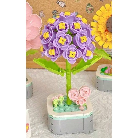 Set de Constructie Zambila in Ghiveci, Flippy, 4 Ani, Ornament Creativ, 16.5x6.2 cm, Mov [2]