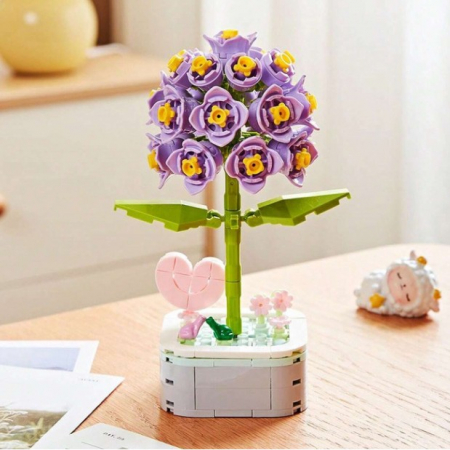 Set de Constructie Zambila in Ghiveci, Flippy, 4 Ani, Ornament Creativ, 16.5x6.2 cm, Mov [3]