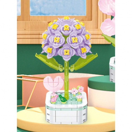Set de Constructie Zambila in Ghiveci, Flippy, 4 Ani, Ornament Creativ, 16.5x6.2 cm, Mov [4]