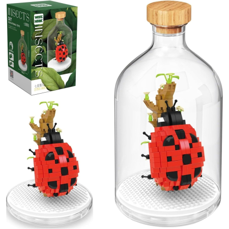 Set de Construit in Sticla, Flippy, 379 Piese, din Plastic, +14 Ani, 10 x 19.6 cm, Model Buburuza, Multicolor [2]