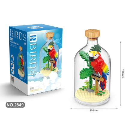 Set de Construit in Sticla, Flippy, 483 Piese, din Plastic, +14 Ani, 10 x 19.6 cm, Model Papagal, Multicolor [1]