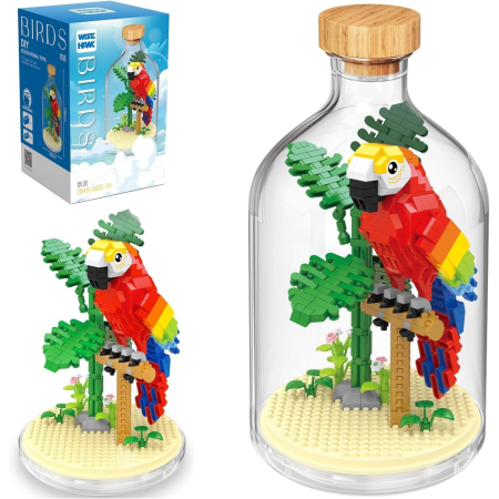 Set de Construit in Sticla, Flippy, 483 Piese, din Plastic, +14 Ani, 10 x 19.6 cm, Model Papagal, Multicolor [3]