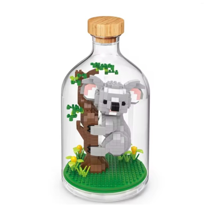 Jocuri si jucarii interactive - Set de Construit in Sticla, Flippy, 608 Piese, din Plastic, +14 Ani, 10 x 19.6 cm, Model Koala, Multicolor