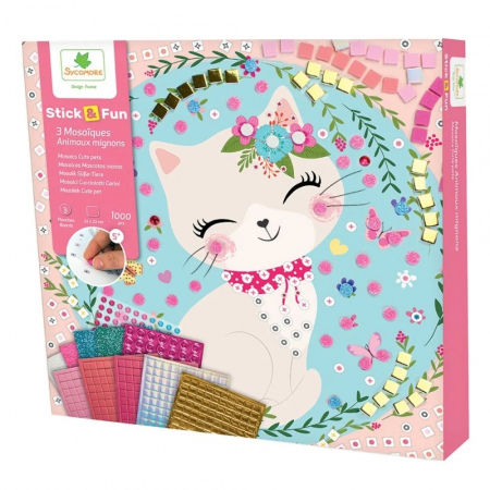 Jucarii, Copii & Bebe - Set de creatie, Sycomore Stick n Fun Mozaic, Animale
